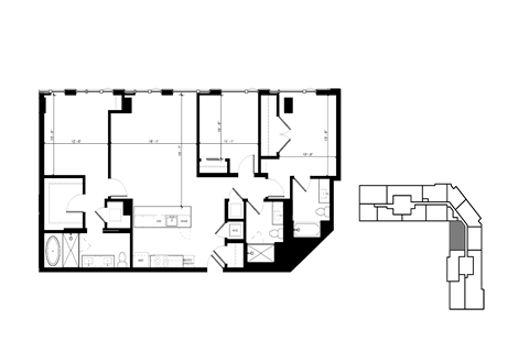 Floor plan for 3 beds, 3 baths, 1647 sqft